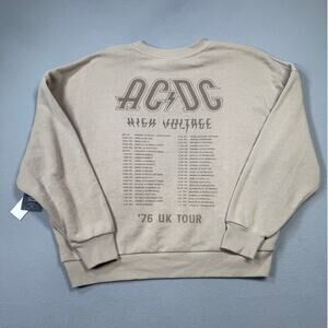 Grayson Threads Men's Ac/Dc Relaxed Fit  Crewneck Sweatshirt Beige 2XL $50